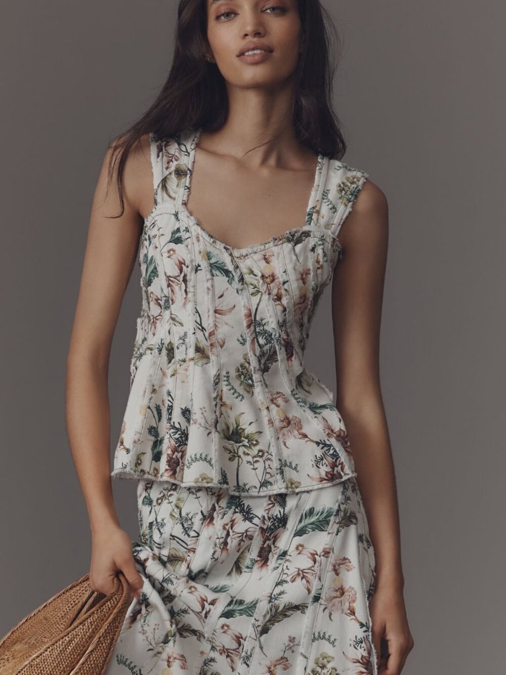 Anthropologie Swirled Seamed Tank